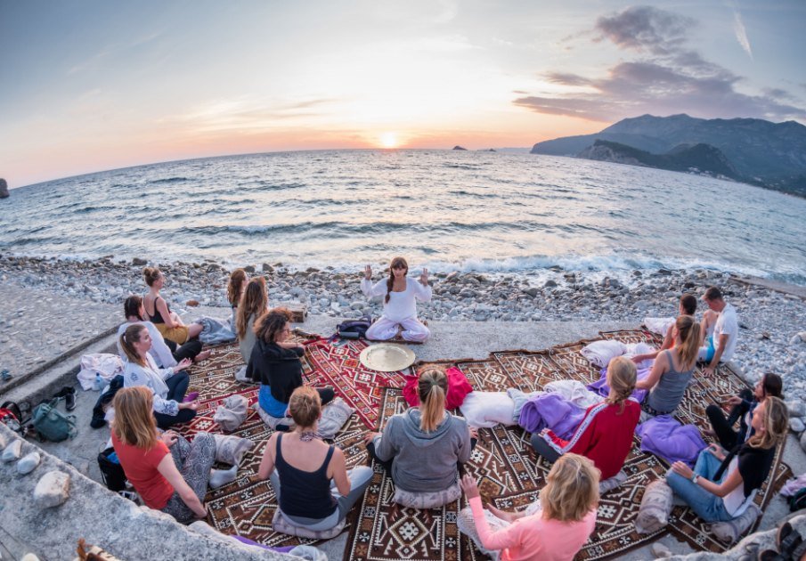 Yoga beach sunset