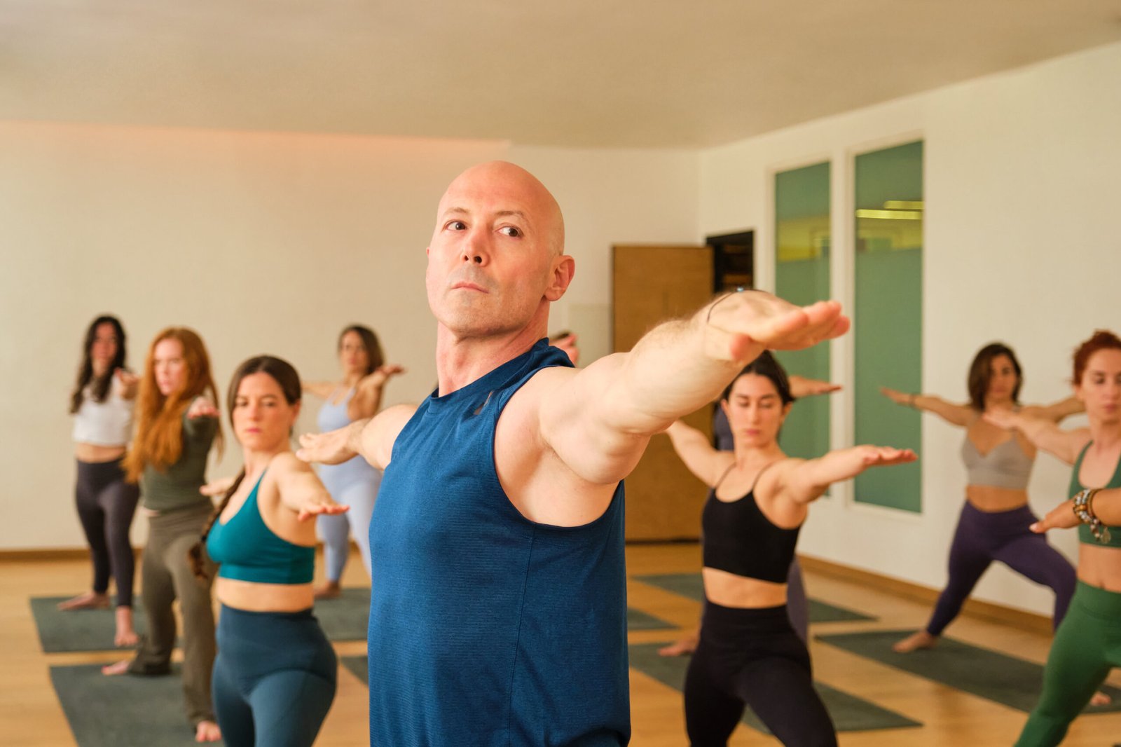Private yoga session representing how much yoga instructors make per hour with a big class.
